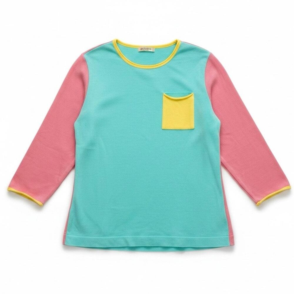 Cotton Country Parkhurst Colorblock Sweater Pastel 3/4 Sleeve Cotton Sweater M